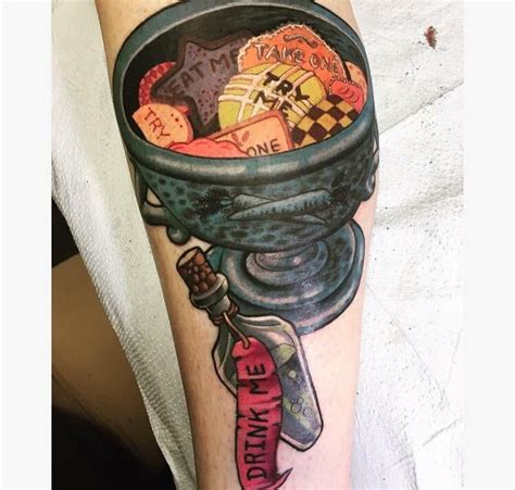 Get Curious with Alice-Inspired Eat Me Drink Me Tattoos